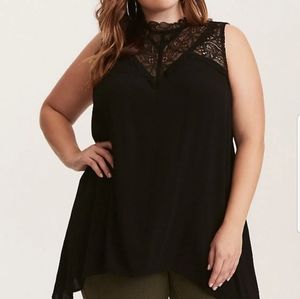 Torrid lace inset studio knit top